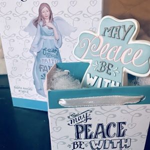 Rachel Anne series “Faith Angel” Figurine w/“peace be with you” cross gift set